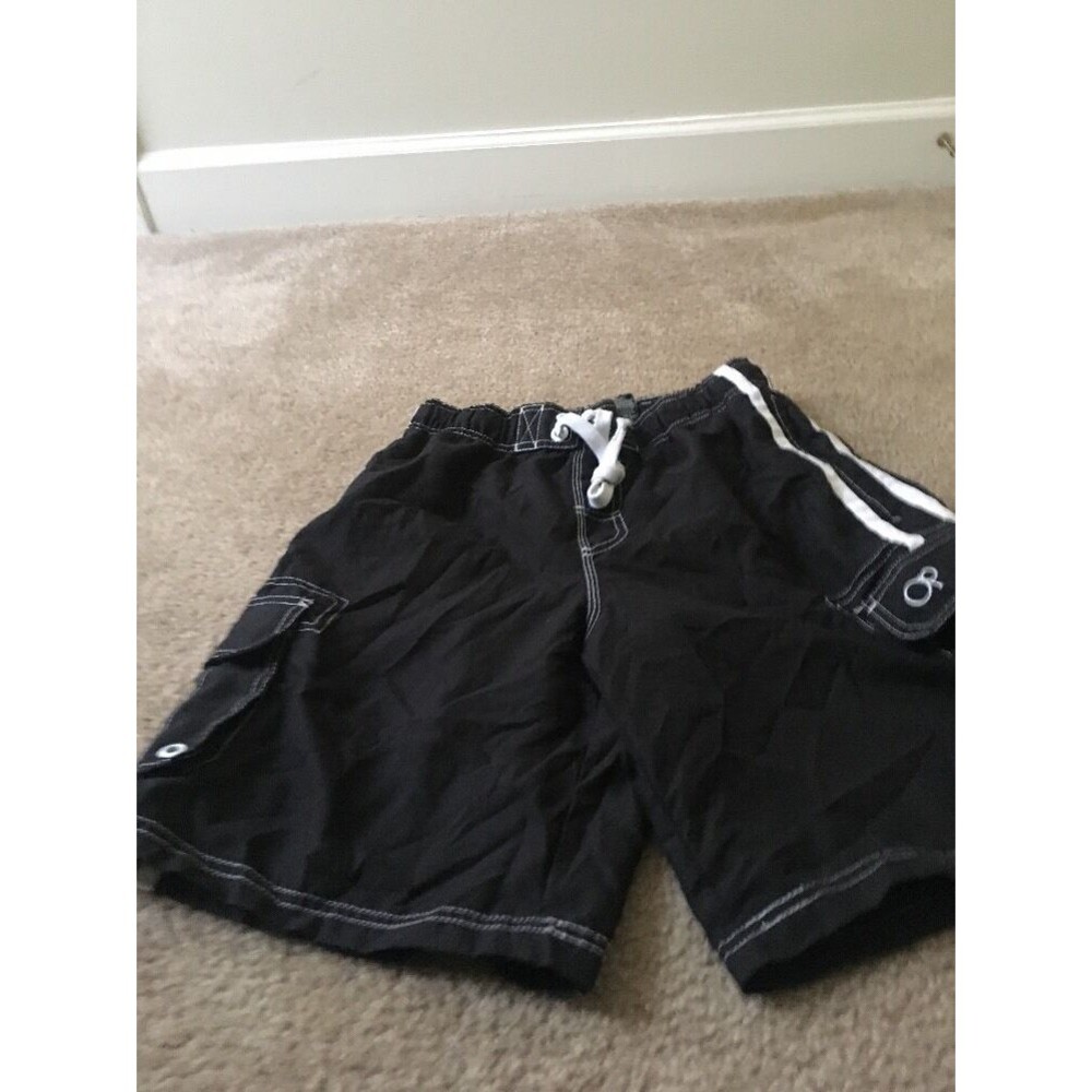 Op Men's Cargo Swim Board Shorts with Attached Brief Liner Size S Black & White